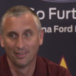 ASU head coach Bobby Hurley discusses next season's challenging schedule. (Cronkite news photo by Chris Wimmer)