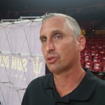 Arizona State men's basketball coach Bobby Hurley likes his teams to play fast, so the newly shortened NCAA shot clock fits in perfectly with his game plan. (Cronkite News photo by Cuyler Meade)