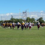 ASU splits up into group drills during Wednesday's practice. (Cronkite News photo by Johnny Soto)