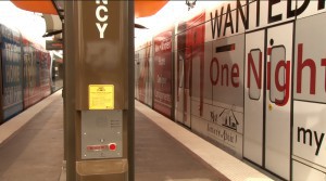 A light-rail emergency call box at a new station in Mesa can connect with Safe Place, an organization dedicated to eliminating homelessness among youth. (Photo by Jake Gadon/Cronkite News)