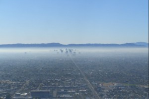 Haze obscures central Phoenix on Christmas morning in 2006. (Arizona Department of Environmental Quality Photo)