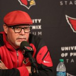 Arizona Cardinals head coach Bruce Arians addresses the media on Monday following the team’s first loss of the season. (Cronkite News photo by Kris Vossmer)