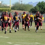 Arizona State quarterback Mike Bercovici goes through stretching lines with the team prior to the Sun Devils’ last practice before hosting the Oregon Ducks Thursday. (Photo by Bill Slane/Cronkite News)