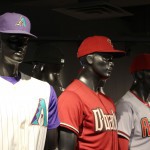 The Diamondbacks were purple and teal jerseys until 2006, when they switched to their current Sedona red, Sonoran sand, black and white color scheme. (Photo by Torrence Dunham/Cronkite News)