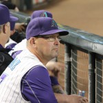 Diamondbacks assistant hitting coach Mark Grace looks on during a game against the Colorado Rockies on Oct. 1, 2015. (Photo by Torrence Dunham/Cronkite News)