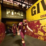 Safety Coltin Gerhart (3) runs onto the field at Sun Devil Stadium against Stanford, Saturday, October 18, 2014, in Tempe. (Photo Courtesy: Arizona State University Athletics)