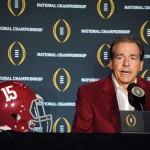 Alabama head coach Nick Saban addresses the media the day after his team defeated Clemson 45-40 to win the College Football Playoff National Championship. (Photo by Bill Slane/Cronkite News)