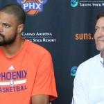 The Suns signed Tyson Chandler (left) in the offseason to bolster their frontline. However, the team struggled to a 14-35 record and and the Suns fired coach Jeff Hornacek (right ) Monday. (File photo by Cody Fincher/Cronkite News)