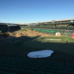 The 16th hole sat silent Tuesday morning, but by Thursday, it will return to its rowdy self at the Waste Management Phoenix Open. (Photo by Nick Krueger/Cronkite News)