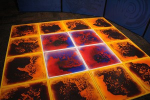 A pressure-sensitive floor changes when you step on it at the POPnology exhibit at the Arizona Science Center in Phoenix. (Photo by Kaitlyn Thompson/Cronkite News)