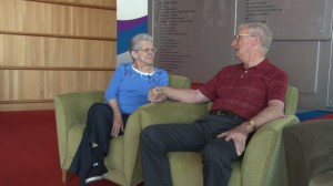 Sara and Don Walker attended a forum about dementia at the Tempe Center for the Arts. Married for 60 years, Don has been caring for Sara after she was diagnosed with Alzheimer’s disease seven years ago. (Photo by Lauren Michaels/Cronkite News)