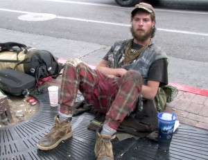 Jeremy Hill, describes himself as a squatter who travels from city to city.