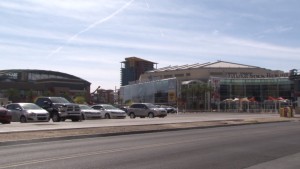 The new downtown Phoenix location of Fry’s Food Store will be built on the surface parking lot, between Washington and Jefferson streets, near First Street. (Photo by Lauren Michaels/Cronkite News)