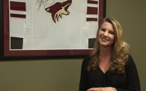 Banner Concussion Center athletic trainer Sarah Schodroff discusses youth hockey concussions on Friday, February 5, 2016 in Phoenix, Arizona. (Blake Benard/Cronkite News)