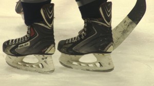 Skateing allows hockey players to travel at incredibly high speeds and makes collisions much more serious. (Blake Benard/Cronkite News)