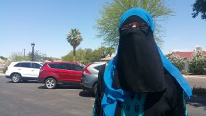 Voter Sumayyah Dawud expresses her thoughts on the differences between Tuesday’s election and March’s presidential preference election. (By Socorro Carrillo/Cronkite News)