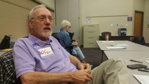 Election official Ted Yocum expresses his hopes for longevity for the land trust after voting today. (By Socorro Carrillo/Cronkite News)