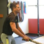Anthony Birchak works with the battle ropes prior to his July 7 fight in Las Vegas. (Photo by Ryan Wright/Cronkite News)