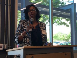 Kimberly A. Scott speaks at the Women of Color STEM Entreprenurship Conference to encourage women of color to own businesses. Scott helped plan the conference. (Photo by Elizabeth Hansen/Cronkite News)