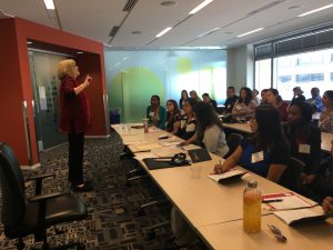 Personal branding coach Ellen Looyen speaks during a workshop at the Women of Color STEM Entreprenurship Conference to encourage women of color to own businesses. (Elizabeth Hansen/Cronkite News)