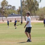 Arizona United head coach Frank Yallop looks on as his team practices for its game Saturday. (Photo by Joseph Steen/Cronkite News)