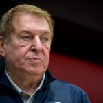 Team USA men's basketball managing director Jerry Colangelo watches practice at the Flamengo Club in Rio de Janeiro on Thursday, Aug. 11, 2016. (Photo by Courtney Pedroza/Cronkite News)