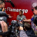 Kevin Durant answers questions before U.S. men's basketball practice at the Flamengo Club in Rio de Janeiro on Thursday, Aug. 11, 2016. (Photo by Courtney Pedroza/Cronkite News)