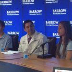 Dr. Cardenas, Andrew Wachtel and Bianca Feix address the media at the Barrow Neurological institute. (Photo by Kristina Vicario/Cronkite News)