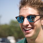 Richard Bohus laughs as he gets interviewed by Ryan Curry on Aug. 14, 2016 in Rio de Janeiro, Brazil. (Photo by Jaclyn Chung/Cronkite News)