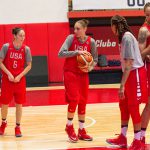 The USA women's basketball team scrimmages at the Flamengo Club on Aug. 11, 2016 in Rio de Janeiro, Brazil. (Photo by Jaclyn Chung/Cronkite News)