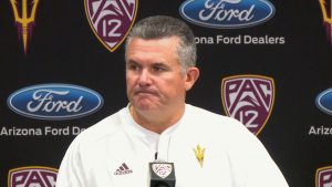 Arizona State football coach Todd Graham hopes to remain undefeated with the start of conference play.(Photo by Trisha Garcia/Cronkite News)