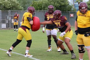 ASU's lineman Stephon McCray said the team's outings have bonded the running backs and offensive line. (Photo by Lindsey Wisniewski/ Cronkite News) 
