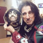 Rocker Alice Cooper is featured on this Mike Smith goalie mask created by David Arrigo (Photo courtesy David Arrigo)