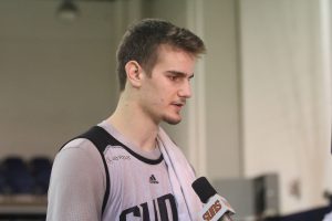 Dragan Bender spoke with media during his first Suns training camp. (Photo by: Angela Denogean/ Cronkite News)