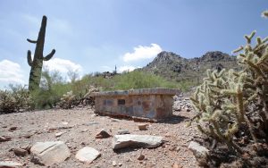 The second memorial bench along the Nature trail at Phoenix Mountain Preserve. It’s located roughly 0.9 miles in. (Photo by Ryan Dent | Cronkite News)