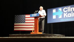 U.S. Sen. Bernie Sanders told the crowd gathered for a rally in Flagstaff: “In my view, electing Donald Trump as president would be a disaster for this country. Donald is the least qualified candidate in the history of this country.” (Photo by Peter Cheng/Cronkite News)