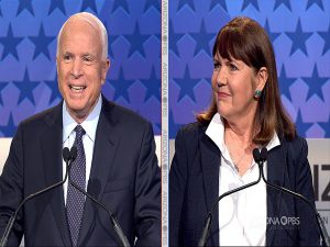 Arizona Sen. John McCain and Rep. Ann Kirkpatrick squared off Monday night in a debate sponsored by Arizona PBS and The Arizona Republic. (Photo by Charity Bidegain/Cronkite News)