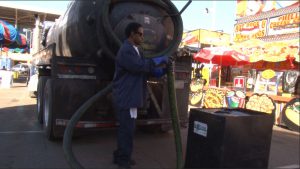 Biotane Pumping comes to the fair when it’s closed to the public to collect the used oil to be recycled. (Photo by Natalie Tarangioli/ Cronkite News)