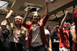 Supporters cheer at the Arizona GOP party on Tuesday, Nov. 8 as electoral college votes are announced. (Photo by Kia Murphy/Cronkite News)