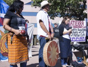 Native Americans prepare to perform a ritual at the protest against the Dakota Access Pipeline in downtown Phoenix. (Photo by Bri Cossavella/Cronkite News)