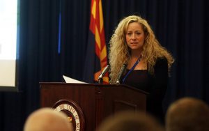 Dr. Cara Christ, director of the Arizona Department of Health Services,  said the state’s goal is to get “85 percent of Arizona’s population covered by first responders who are trained and carrying naloxone.” (Photo by Jessica Clark/ Cronkite News).