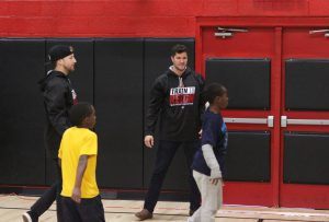 Arizona Diamondbacks No. 7 prospect Jack Reinheimer plays a game of basketball at the MLB All-Star Arizona Diamondbacks Boys and Girls Club in Phoenix. (Photo by Tyler Drake/ Cronkite News)