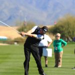 PGA pro Phil Mickelson hits his approach shot during the celebrity pro-am at the Waste Management Phoenix Open. (Photo by Tyler Drake/ Cronkite News)