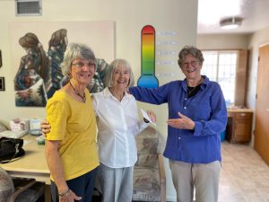 Adult Loss of Hearing Association’s (from left) executive board member Sue Vardon, donor match partner Pat Clinch and Board President Cynthia Amerman pose for a portrait at the Adult Loss of Hearing Association in Tucson on May 11, 2023. (Photo courtesy of Cynthia Amerman)