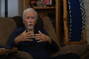 James Riding In talks about his experience with NAGPRA on April 11, 2024, in Tempe. Riding In is a professor emeritus at Arizona State University and former director of the American Indian Studies program. (Photo by Chad Bradley/Cronkite News and the Howard Center for Investigative Journalism at ASU)