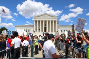 Abortion rights and anti-abortion protesters are separated by barriers at the Supreme Court in Washington, D.C., on June 24, 2024. (File photo by Morgan Kubasko/Cronkite News)