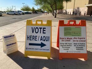 In addition to voting inside, Arizona residents were able to drop off their ballots at the entrance of Gila River Arena. (File photo by Michael Gutnick/Cronkite News)